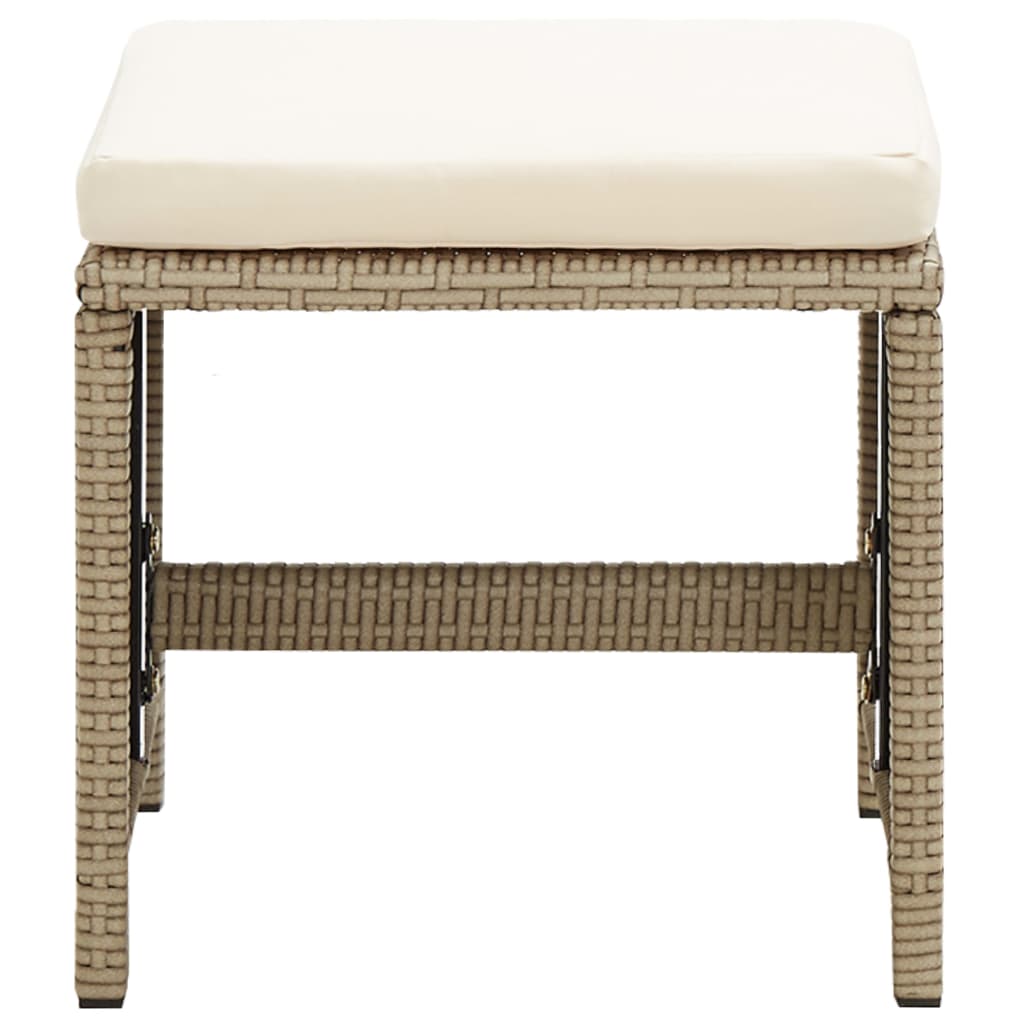 Sgabelli da Giardino 2 pz con Cuscini in Polyrattan Beige | homemem39
