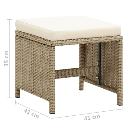 Sgabelli da Giardino 2 pz con Cuscini in Polyrattan Beige | homemem39