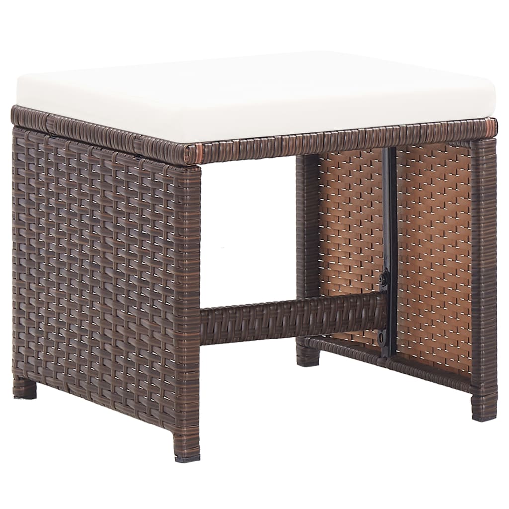 Set da Pranzo da Giardino 15 pz con Cuscini Polyrattan Marrone | homemem39
