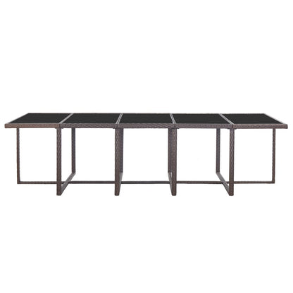 Set da Pranzo da Giardino 15 pz con Cuscini Polyrattan Marrone | homemem39