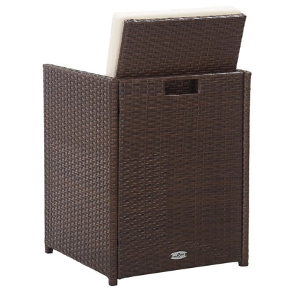 Set da Pranzo da Giardino 15 pz con Cuscini Polyrattan Marrone | homemem39