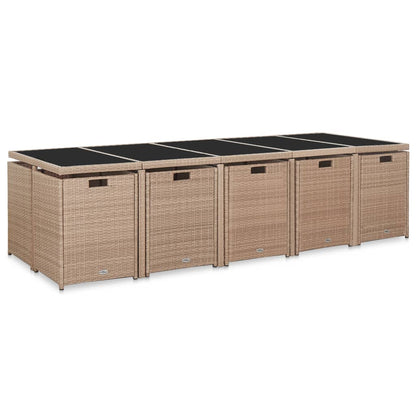 Set da Pranzo da Giardino 15 pz con Cuscini in Polyrattan Beige | homemem39
