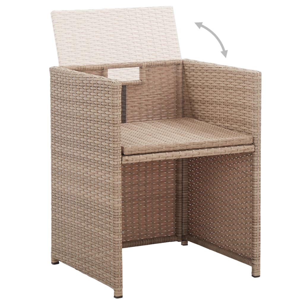 Set da Pranzo da Giardino 15 pz con Cuscini in Polyrattan Beige | homemem39