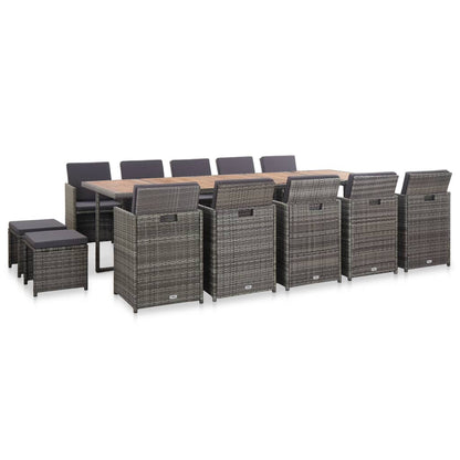 Set da Pranzo da Giardino 15 pz e Cuscini Polyrattan Antracite | homemem39