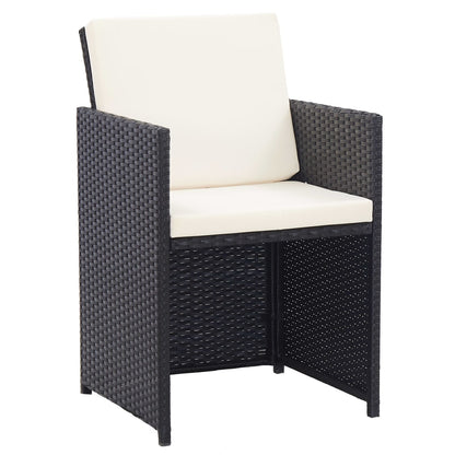 Set da Pranzo da Giardino 17 pz con Cuscini in Polyrattan Nero | homemem39