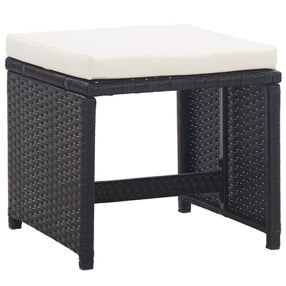 Set da Pranzo da Giardino 17 pz con Cuscini in Polyrattan Nero | homemem39