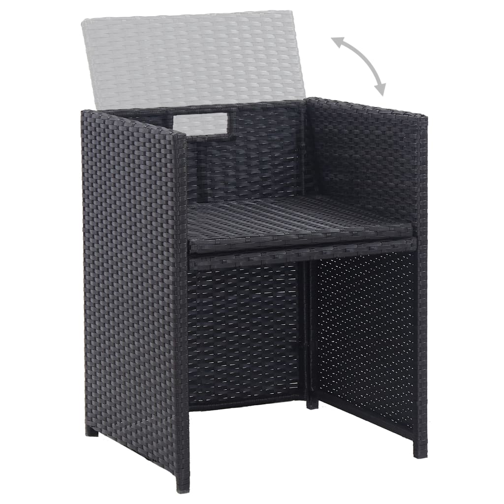 Set da Pranzo da Giardino 17 pz con Cuscini in Polyrattan Nero | homemem39
