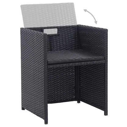 Set da Pranzo da Giardino 17 pz con Cuscini in Polyrattan Nero | homemem39
