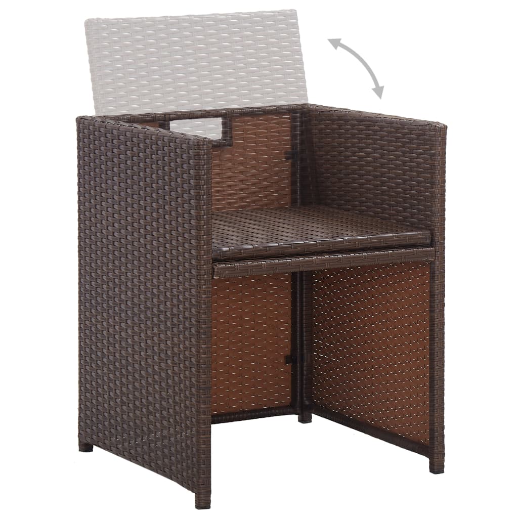 Set da Pranzo da Giardino 17 pz con Cuscini Polyrattan Marrone | homemem39