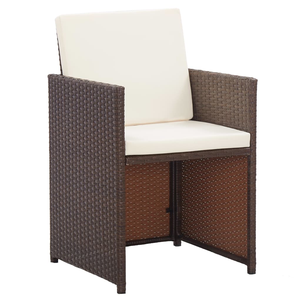 Set da Pranzo da Giardino 17 pz con Cuscini Polyrattan Marrone | homemem39