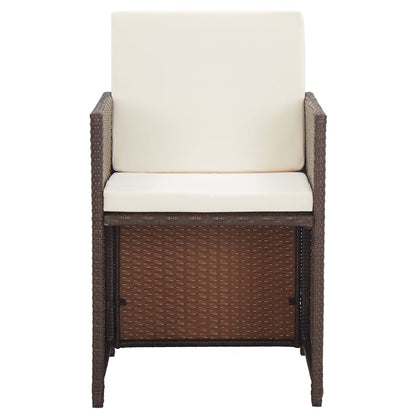 Set da Pranzo da Giardino 17 pz con Cuscini Polyrattan Marrone | homemem39