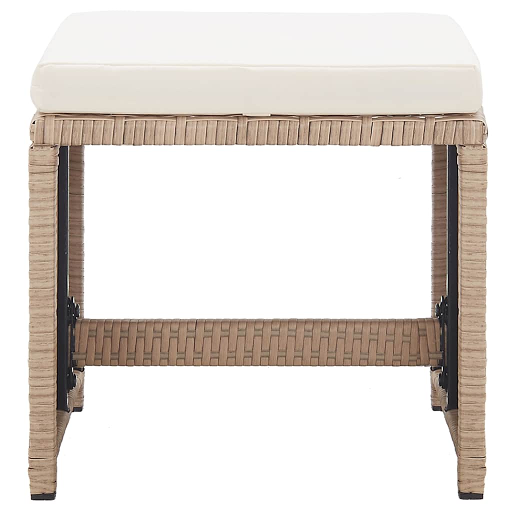 Set da Pranzo da Giardino 17 pz con Cuscini in Polyrattan Beige