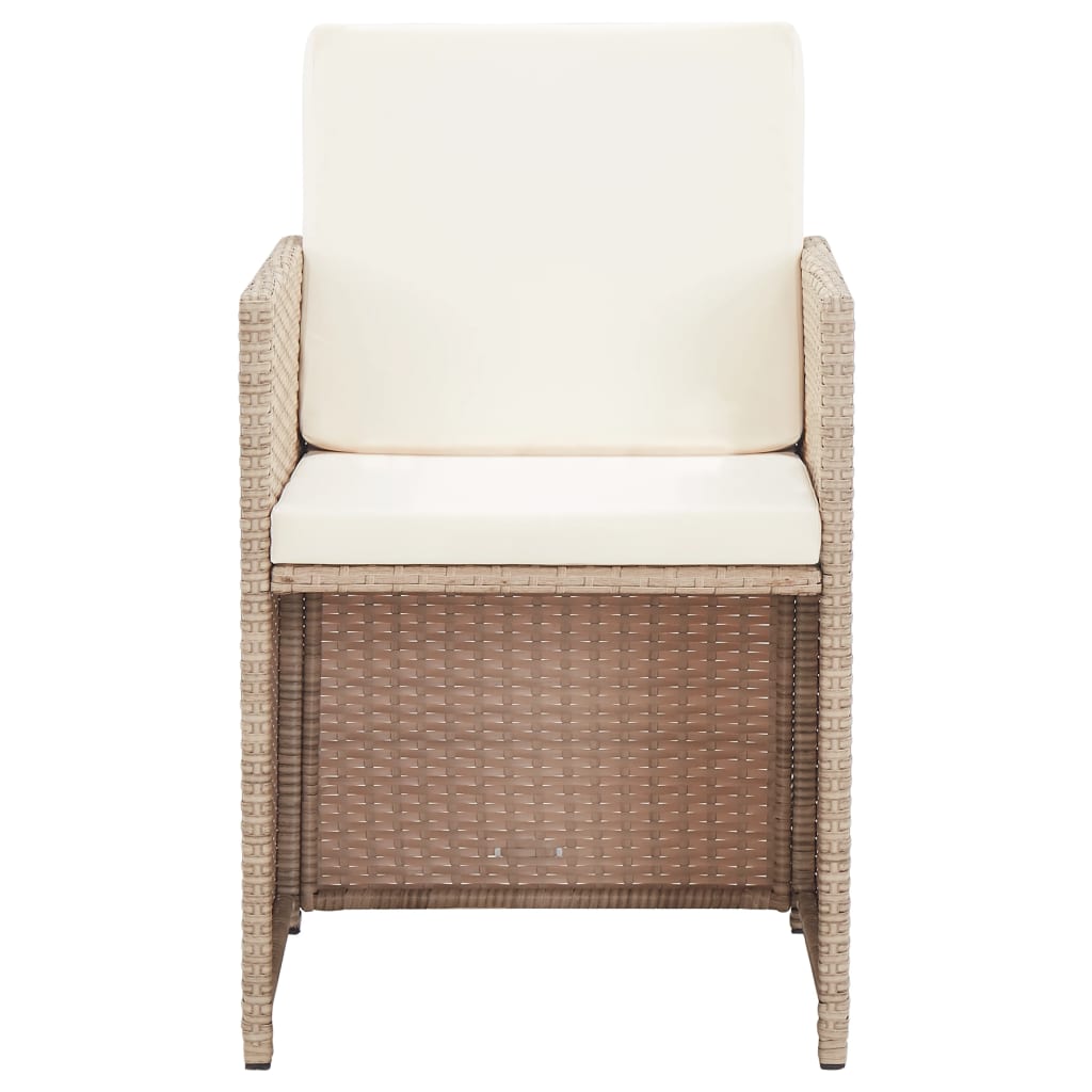 Set da Pranzo da Giardino 17 pz con Cuscini in Polyrattan Beige | homemem39