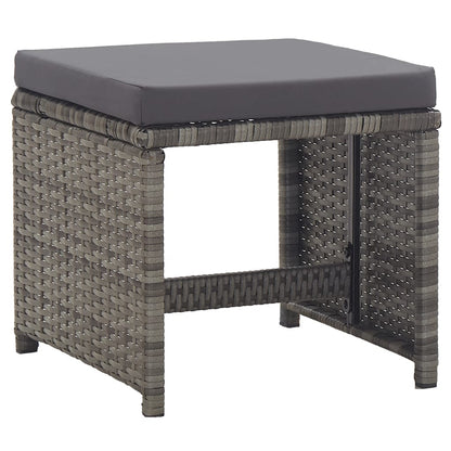 Set da Pranzo per Esterni 17 pz con Cuscini Polyrattan Grigio | homemem39