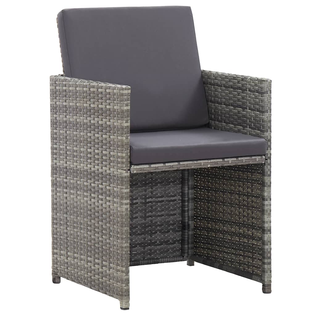 Set da Pranzo per Esterni 17 pz con Cuscini Polyrattan Grigio | homemem39