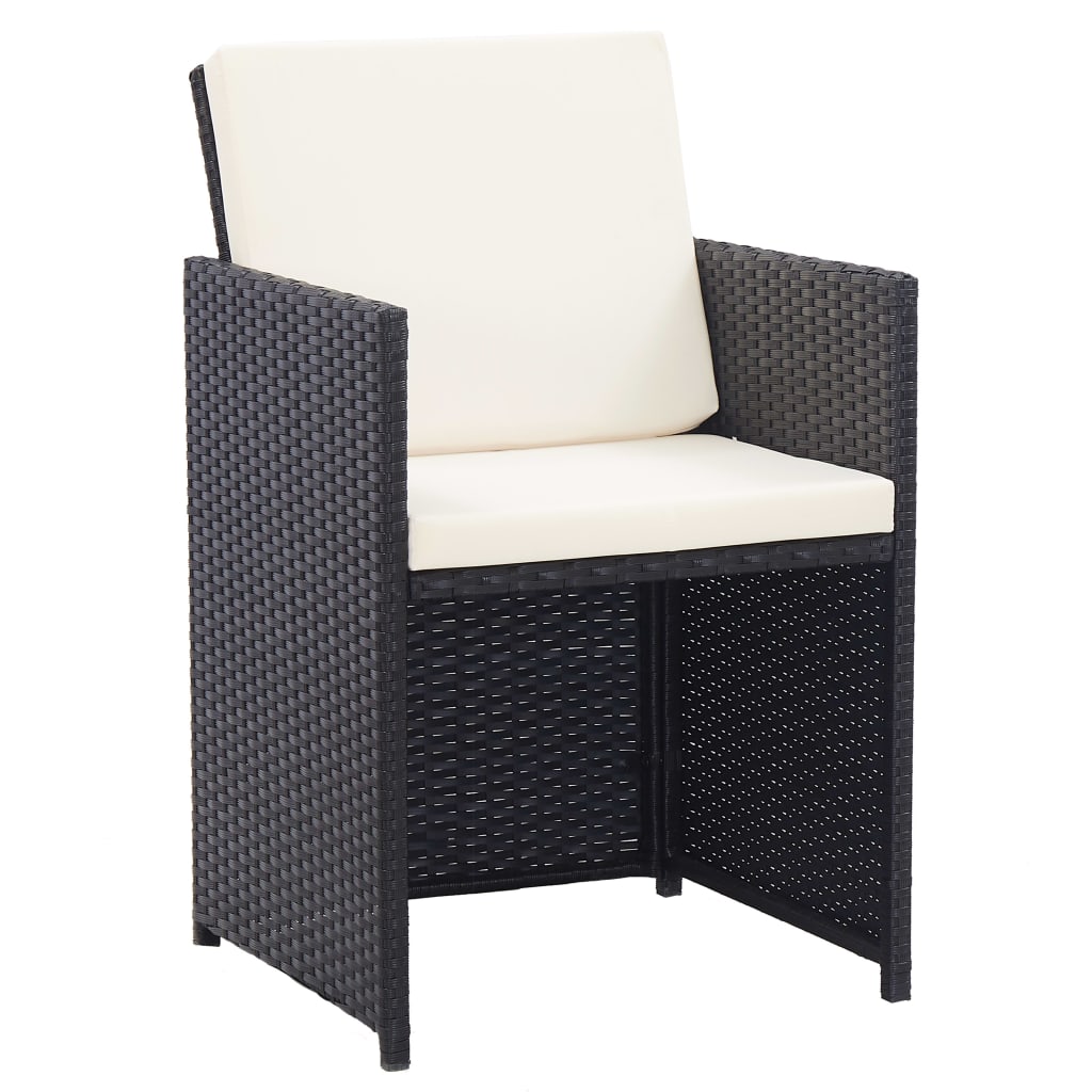Set da Pranzo da Giardino 17 pz con Cuscini in Polyrattan Nero | homemem39
