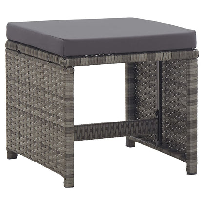 Set da Pranzo per Esterni 17 pz con Cuscini Polyrattan Grigio - homemem39