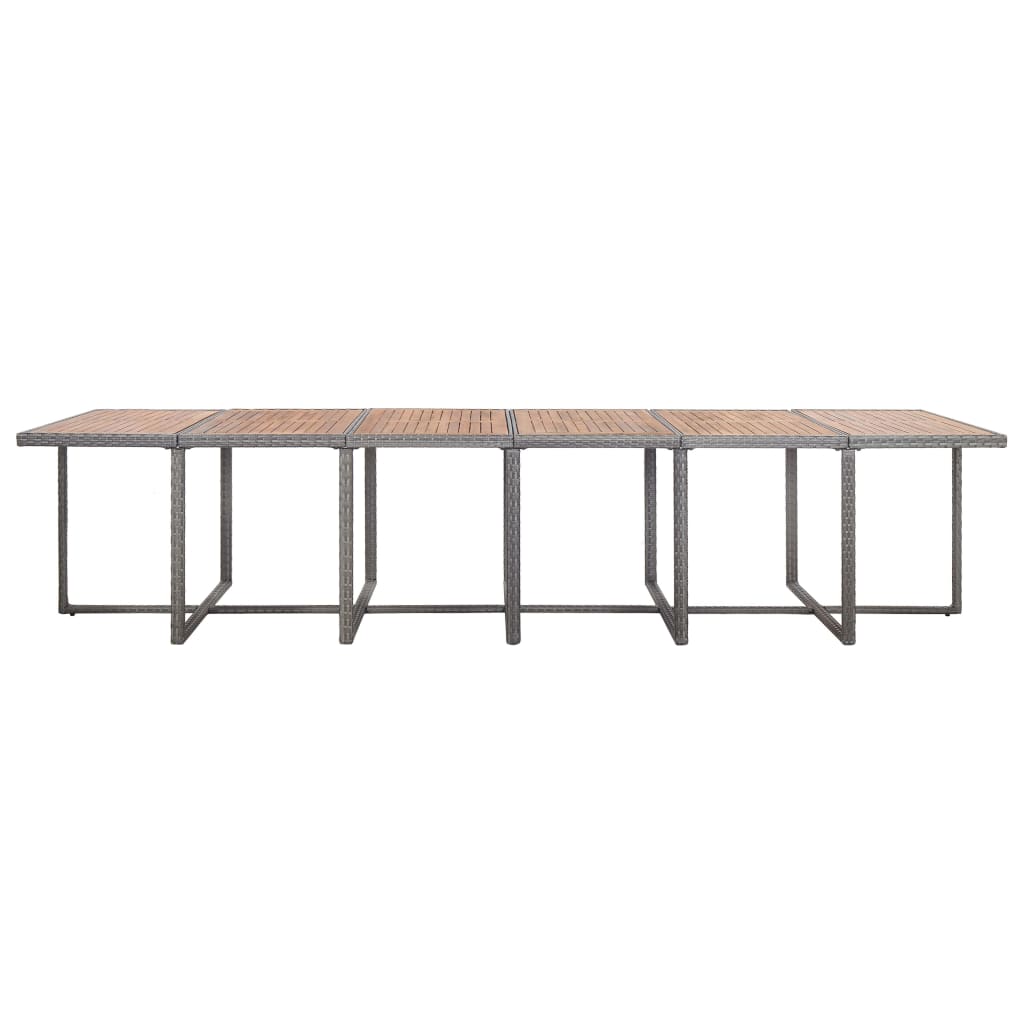 Set da Pranzo per Esterni 17 pz con Cuscini Polyrattan Grigio - homemem39