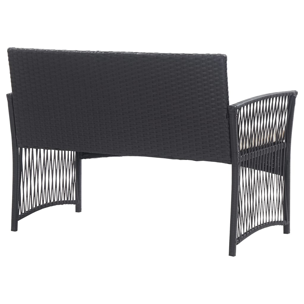 Set Divani da Giardino 4 pz con Cuscini in Polyrattan Nero | homemem39