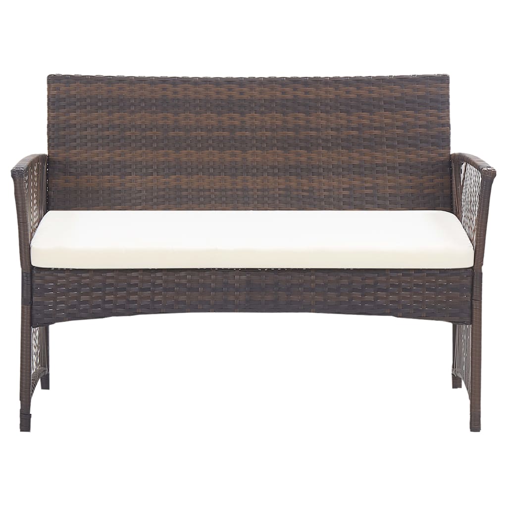 Set Divani da Giardino 4 pz con Cuscino in Polyrattan Marrone | homemem39