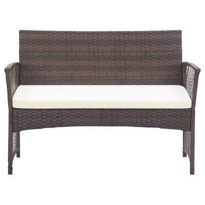 Set Divani da Giardino 4 pz con Cuscino in Polyrattan Marrone | homemem39