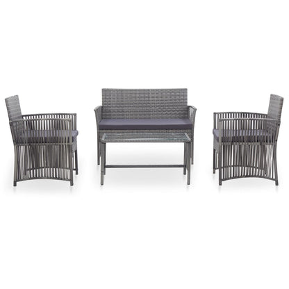Set Divani da Giardino 4 pz con Cuscini in Polyrattan Antracite - homemem39