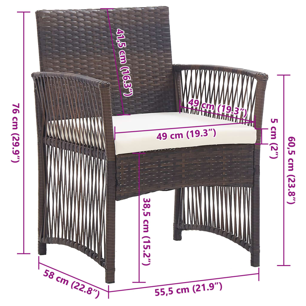 Poltrone da Giardino con Cuscini 2 pz Marroni in Polyrattan - homemem39
