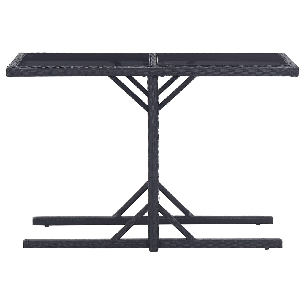 Tavolo da Giardino Nero 110x53x72 cm in Vetro e Polyrattan | homemem39