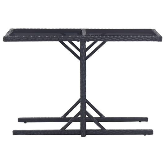 Tavolo da Giardino Nero 110x53x72 cm in Vetro e Polyrattan | homemem39