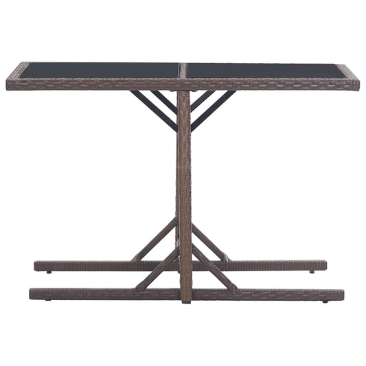 Tavolo da Giardino Marrone 110x53x72 cm in Vetro e Polyrattan - homemem39
