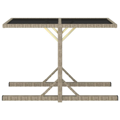 Tavolo da Giardino Beige 110x53x72 cm in Vetro e Polyrattan