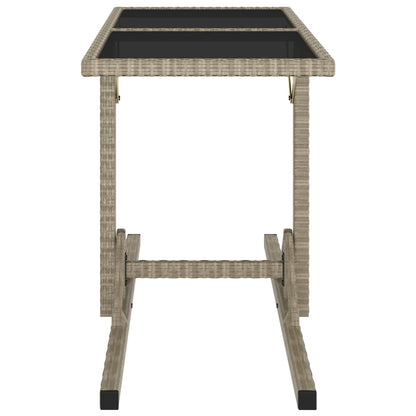 Tavolo da Giardino Beige 110x53x72 cm in Vetro e Polyrattan | homemem39