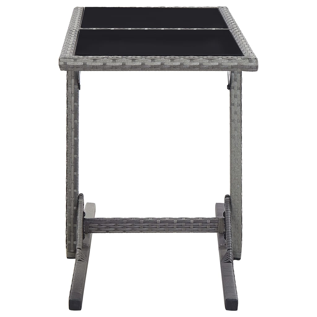 Tavolo da Giardino Antracite 110x53x72 cm in Vetro e Polyrattan | homemem39