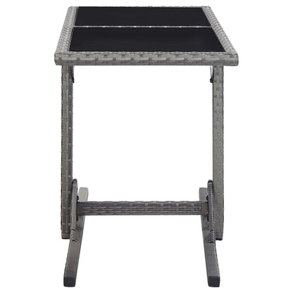 Tavolo da Giardino Antracite 110x53x72 cm in Vetro e Polyrattan | homemem39
