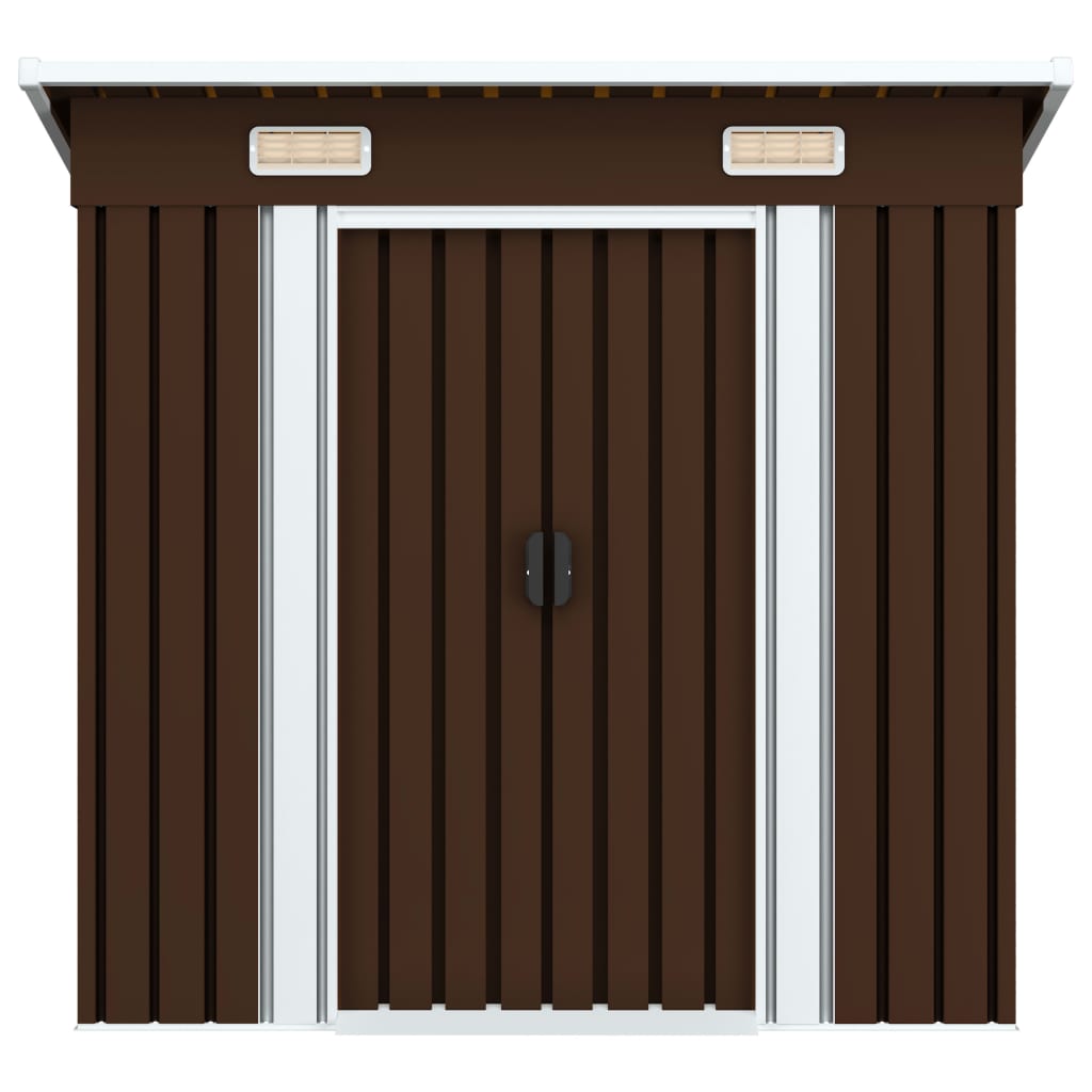 Capanno Attrezzi da Giardino Marrone 194x121x181 cm in Acciaio - homemem39