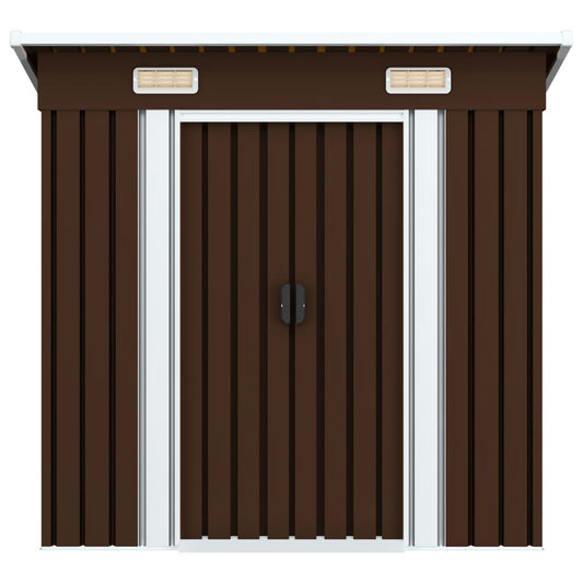 Capanno Attrezzi da Giardino Marrone 194x121x181 cm in Acciaio - homemem39