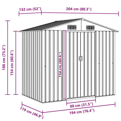 Capanno Attrezzi da Giardino Antracite Acciaio 204x132x186 cm