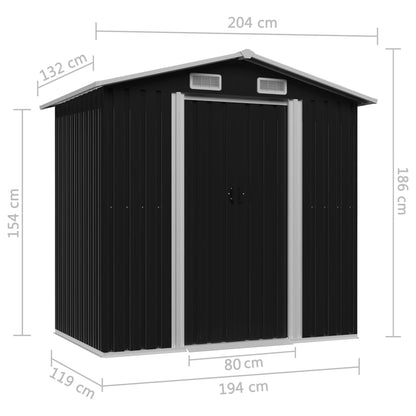 Capanno Attrezzi da Giardino Antracite Acciaio 204x132x186 cm - homemem39