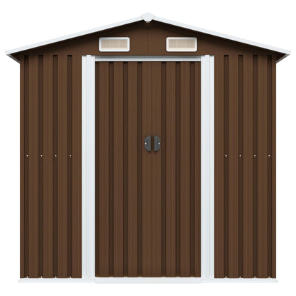 Capanno Attrezzi da Giardino Marrone 204x132x186 cm in Acciaio - homemem39