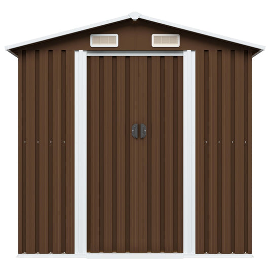 Capanno Attrezzi da Giardino Marrone 204x132x186 cm in Acciaio - homemem39