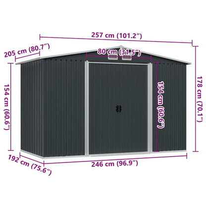 Capanno per Attrezzi Antracite in Acciaio 257x205x178 cm
