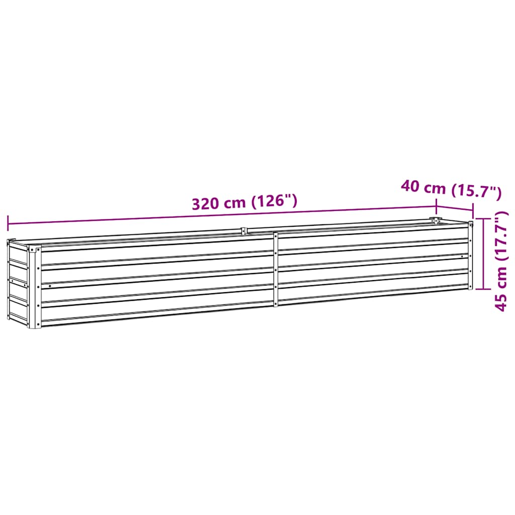 Letto Rialzato in Acciaio Zincato 320x40x45 cm Antracite - homemem39