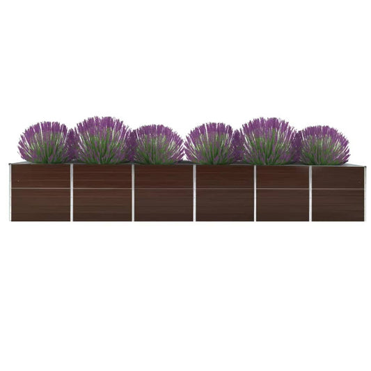 Letto Rialzato Giardino in Acciaio Zincato 480x80x77 cm Marrone - homemem39