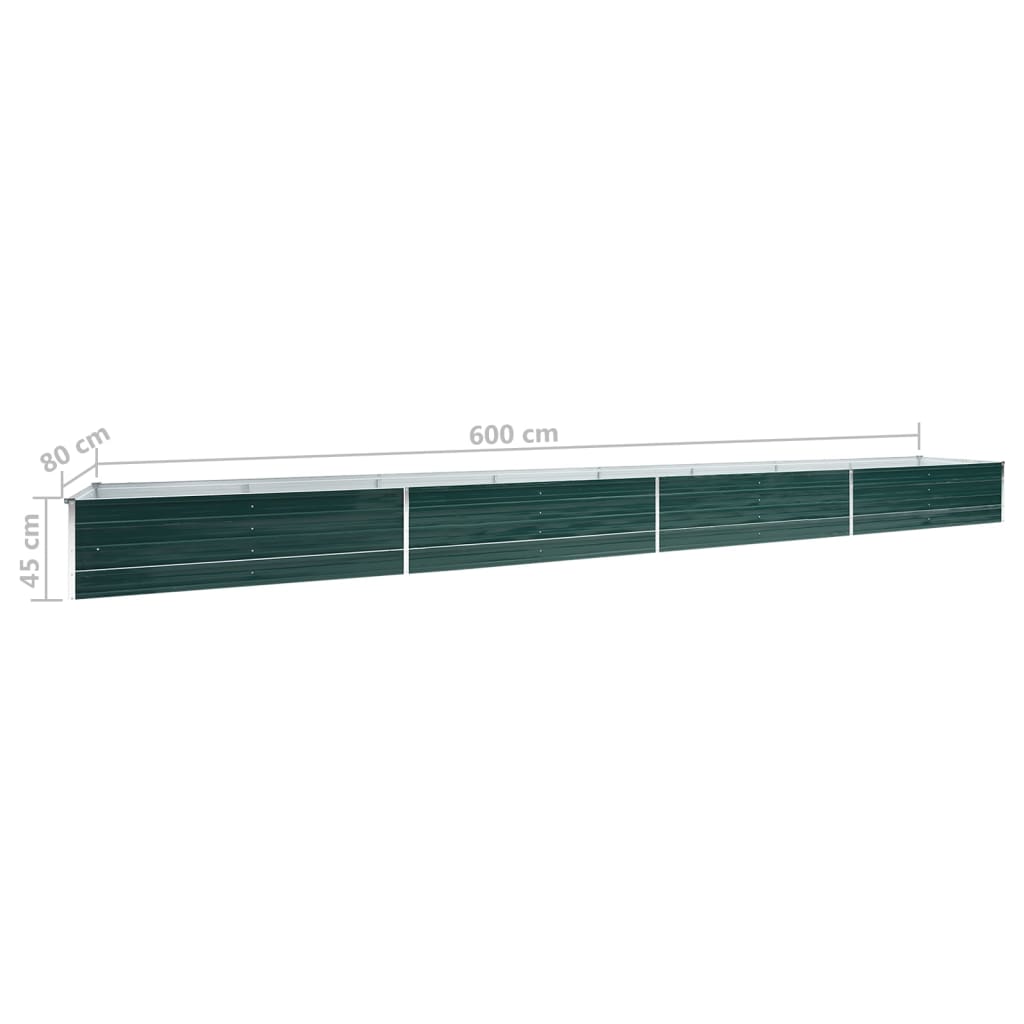 Letto Rialzato Giardino in Acciaio Zincato 600x80x45 cm Verde | homemem39