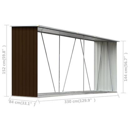 Capannone da Giardino in Acciaio Zincato 330x84x152cm Marrone - homemem39