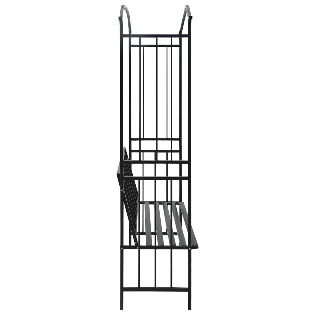Arco da Giardino con Panca Nero 128x50x207 cm in Ferro | homemem39