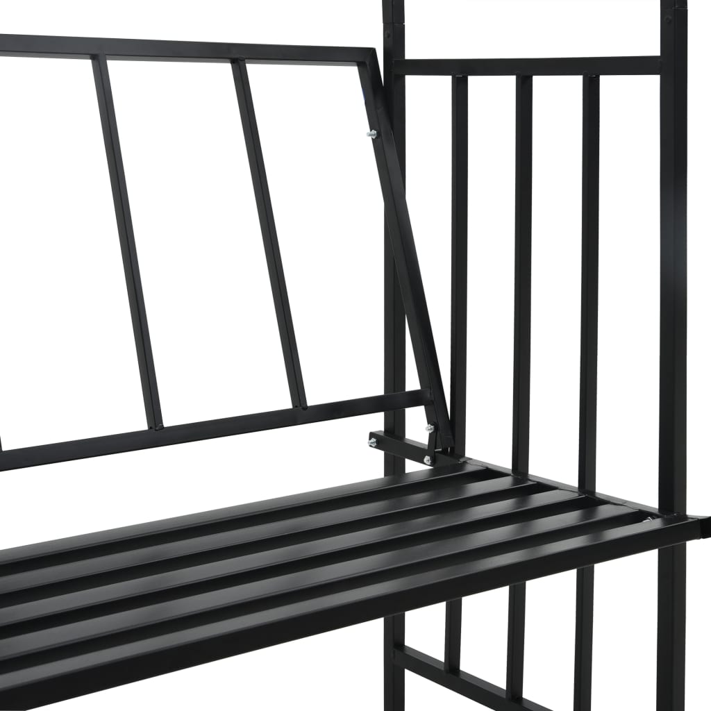 Arco da Giardino con Panca Nero 128x50x207 cm in Ferro | homemem39