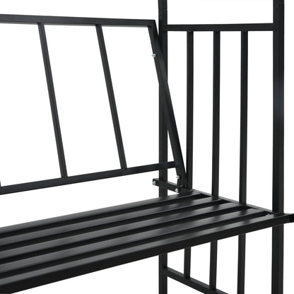 Arco da Giardino con Panca Nero 128x50x207 cm in Ferro | homemem39