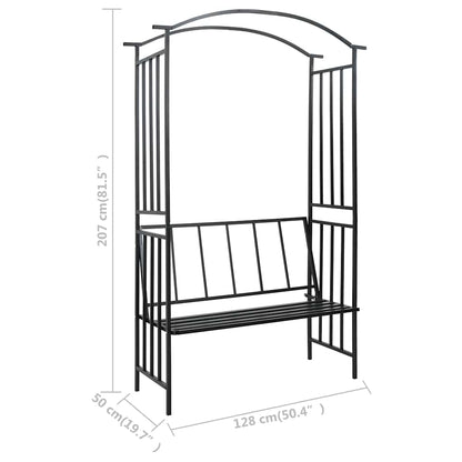 Arco da Giardino con Panca Nero 128x50x207 cm in Ferro | homemem39
