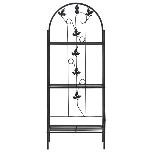 Supporto per Piante a 3 Livelli Nero 52x28x128 cm in Ferro - homemem39